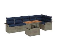 vidaXL Ensemble de canapé de Jardin 7 pcs Gris Poly rotin, Ensemble de Meubles modulables pour Jardin et terrasse, Lounge Durable, matériaux résistants aux UV