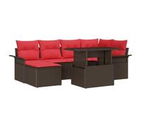 vidaXL Ensemble de canapé de Jardin 7 pcs Marron Poly Rattan, Canapé de Jardin modulable, Coin Lounge, Table Basse en Poly rotin, Confort assuré pour Vos espaces extérieurs