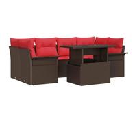 vidaXL Ensemble de canapé de Jardin 7 pcs Marron Poly Rattan, Canapé modulable Moderne, Ensemble Salon extérieur, Meuble terrasse, sièges contemporains, détente au Jardin
