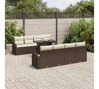 vidaXL Ensemble de canapé de jardin 7 pcs Marron Poly rotin