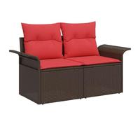 vidaXL Ensemble de canapé de Jardin 7 pcs Marron polyrotin, Ensemble modulaire rectangulaire, résistant aux intempéries, pour Jardin et terrasse, avec Sofa et mobilier de Repas