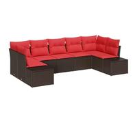 vidaXL Ensemble de canapé de Jardin 7 pcs Marron polyrotin, Jardin et terrasse, Ensemble Moderne de Salon extérieur, canapé, mobilier modulable et Coin détente