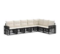 vidaXL Ensemble de canapé de Jardin 7 pcs Noir et Blanc crème, Canapé de Jardin Moderne, résistant aux intempéries, Design modulable pour se détendre Dehors, sièges en rotin, Coussins en Mousse