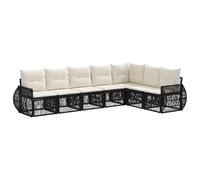 vidaXL Ensemble de canapé de Jardin 7 pcs Noir et Blanc crème, Sofa de Jardin Moderne, résistant aux intempéries, Module, idéal pour la détente en Plein air, Ensemble arrière-Cour