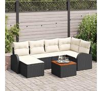 vidaXL Ensemble de canapé de jardin 7 pcs Noir et Crème polyrotin