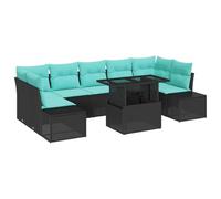 Ensemble de salon de jardin vidaXL, 8 pièces, 7 places, noir et turquoise
