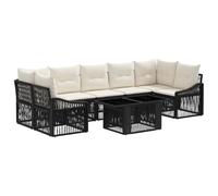 vidaXL Ensemble de canapé de Jardin 8 pc Noir et Blanc crème polyrotin