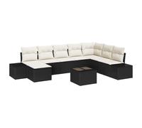 vidaXL Ensemble de canapé de jardin 8 pc Noir et Crème polyrotin | Mixe et associe pour que ça colle à ton espace, Des matériaux robustes qui supportent le temps qu'il fait,