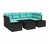 Ensemble de salon de jardin vidaXL, 8 pièces, noir et turquoise, en résine tressée