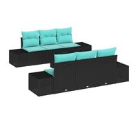 vidaXL Ensemble de canapé de jardin 8 pc Noir et turquoise polyrotin | Tu peux mélanger et assortir les éléments du canapé pour que ça colle à ton espace, Fait pour tenir le coup à l'extérieur,