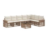 vidaXL Ensemble de canapé de Jardin 8 pcs Beige et Blanc crème, Canapé de Jardin Moderne, résistant aux intempéries, Design modulable pour se détendre Dehors, sièges en rotin, Coussins en Mousse
