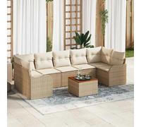 vidaXL Ensemble de canapé de jardin avec mémoire 8 pcs Beige et crème Poly-Rotin