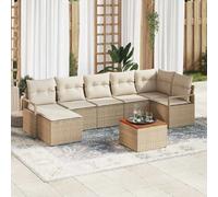 vidaXL Ensemble de canapé de jardin avec mémoire 8 pcs Beige et crème Poly-Rotin