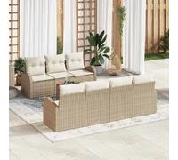 vidaXL Ensemble de canapé de jardin avec mémoire 8 pcs Beige et crème Poly-Rotin