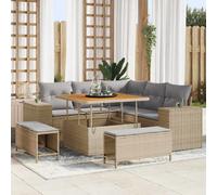 vidaXL Ensemble de canapé de jardin avec coussins 8 pcs Beige et gris clair Poly-Rotin