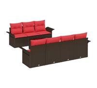 vidaXL Ensemble de canapé de Jardin 8 pcs Beige et Rouge polyrotin, Canapé modulaire pour Jardin et terrasse, résistant au Temps, assises durables et Lounge Flexible