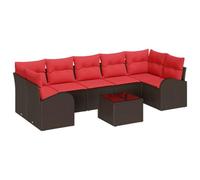 vidaXL Ensemble de canapé de Jardin 8 pcs Beige et Rouge polyrotin, Mobilier d'extérieur modulable, Confortable canapé Lounge rectangulaire, résistant aux UV, pour Votre Coin détente