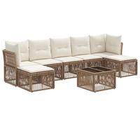 vidaXL Ensemble de canapé de jardin 8 pcs Beige Poly-Rattan