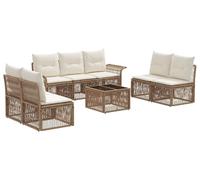 vidaXL Ensemble de canapé de jardin 8 pcs Beige Poly-Rattan