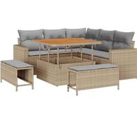 Ensemble de canapés de jardin vidaXL, 8 pièces, beige, en polyrotin