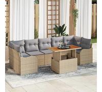 vidaXL Ensemble de canapé de jardin avec mémoire 8 pcs Beige Poly Rattan