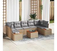 vidaXL Ensemble de canapé de jardin 8 pcs Beige Poly rotin
