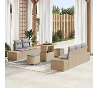 vidaXL Ensemble de canapé de jardin avec coussins avec mémoire 8 pcs Beige Poly Rattan