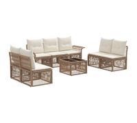 vidaXL Ensemble de canapé de Jardin 8 pcs Beige polyrotin, Sofa de Jardin modulable, résistant aux intempéries, mobilier Poly rotin, espaces de détente Confortables