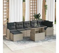 vidaXL Ensemble de canapé de jardin avec coussins 8 pcs gris clair Poly rotin