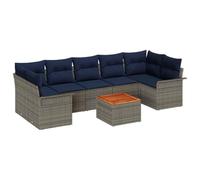 vidaXL Ensemble de canapé de Jardin 8 pcs Gris et Bleu Marine, Canapé de Jardin, assises modulables pour extérieur, résistant aux intempéries, Parfait pour Patio et terrasse