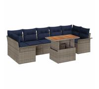 vidaXL Ensemble de canapé de Jardin 8 pcs Gris et Bleu Marine, Meubles d'extérieur en terrasse, Modernes et légers, canapés résistants aux UV, Un Ensemble stylé