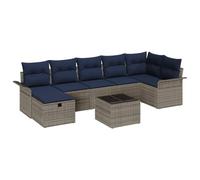 vidaXL Ensemble de canapé de Jardin 8 pcs Gris et Marine polyrotin, Canapé d'extérieur modulaire, matériaux résistants aux intempéries, UV-Proof, rangements pour Jardin, terrasse