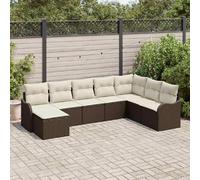 Ensemble de canapés de jardin vidaXL en rotin synthétique marron
