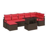 vidaXL Ensemble de canapé de Jardin 8 pcs Marron Poly rotin, Jardin et Terrasse, Salon modulable léger, matériaux résistants UV, rangements intégrés, Coin Salon stylé