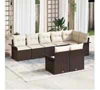 Ensemble de canapés de jardin vidaXL avec coussins, 8 pièces, en polyrotin marron
