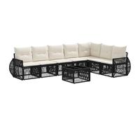 vidaXL Ensemble de canapé de Jardin 8 pcs Noir et Blanc crème, Sofa de Jardin Moderne, résistant aux intempéries, Module, idéal pour la détente en Plein air, Ensemble arrière-Cour
