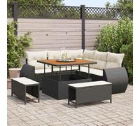 vidaXL Ensemble de canapé de jardin avec coussins 8 pcs noir et crème poly rotin