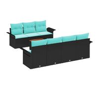 vidaXL Ensemble de canapé de Jardin 8 pcs Noir et Turquoise polyrotin, Canapé modulable pour Jardin et terrasse, résistant au Soleil, Parfait pour dîner en Plein air