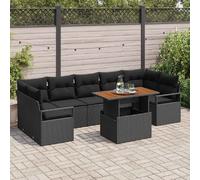 vidaXL Ensemble de canapé de jardin avec mémoire 8 pcs noir poly rotin