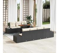 vidaXL Ensemble de canapé de jardin avec mémoire 8 pcs noir poly rotin