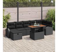 vidaXL Ensemble de canapé de jardin 8 pcs Noir polyrotin