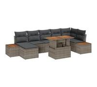 vidaXL Ensemble de canapé de jardin avec mémoire 8 pièces, coussins gris, Poly Rattan