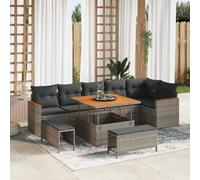 vidaXL Ensemble de canapé de jardin 9 pièces rotin poly Gris avec coussins