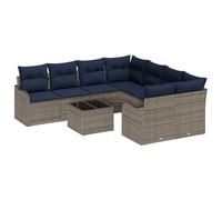 vidaXL Ensemble de canapé de Jardin 9 pc 8-Nombre de Places Gris | Fait en tissu solide, parfait contre le soleil et la pluie, Suffisamment de place pour 4 à 5 personnes pour se relaxer, Son