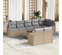 vidaXL Ensemble de canapé de jardin 9 pcs Beige Poly-Rattan