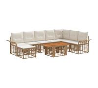vidaXL Ensemble de canapé de Jardin 9 pc Blanc Naturel et Crème