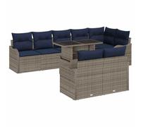 vidaXL Ensemble de canapé de Jardin 9 pc Gris Poly rotin | Ce canapé a des sièges et des dossiers bien rembourrés, couverts de tissu en polyester tout doux Parfait pour un après-midi