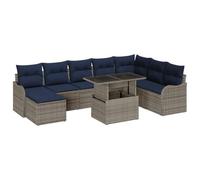 vidaXL Ensemble de canapé de Jardin 9 pc Gris Poly rotin | Protège bien du soleil , Convient confortablement à 6 personnes , Housses de coussins solides pour l'extérieur
