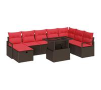 vidaXL Ensemble de canapé de Jardin 9 pc Marron polyrotin | Il s'adapte parfaitement à tous les coins de ton extérieur, Fait avec des matériaux qui résistent au soleil et à la pluie,