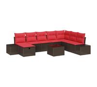 vidaXL Ensemble de canapé de Jardin 9 pc Marron polyrotin | Tu peux le réorganiser facilement pour qu'il s'adapte à ton espace, Idéal pour les sorties en extérieur, Livré avec des